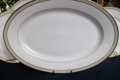 PORCELAINE LIMOUSINE/MARTIAL REDON GREEN GREEK KEY-  OVAL SERVING PLATTER 15 1/2"    ..... http://jaapiesfinechinastore.com