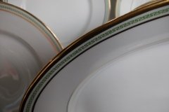 PORCELAINE LIMOUSINE/MARTIAL REDON GREEN GREEK KEY-  OVAL SERVING PLATTER 15 1/2"    ..... http://jaapiesfinechinastore.com