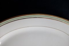 PORCELAINE LIMOUSINE/MARTIAL REDON GREEN GREEK KEY-  OVAL SERVING PLATTER 15 1/2"    ..... http://jaapiesfinechinastore.com
