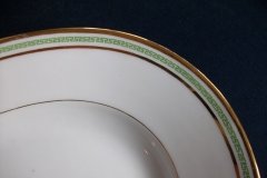 PORCELAINE LIMOUSINE/MARTIAL REDON GREEN GREEK KEY-  OVAL SERVING PLATTER 15 1/2"    ..... http://jaapiesfinechinastore.com