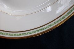PORCELAINE LIMOUSINE/MARTIAL REDON GREEN GREEK KEY-  OVAL SERVING PLATTER 15 1/2"    ..... http://jaapiesfinechinastore.com