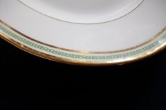 PORCELAINE LIMOUSINE/MARTIAL REDON GREEN GREEK KEY-  OVAL SERVING PLATTER 15 1/2"    ..... http://jaapiesfinechinastore.com