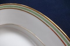 PORCELAINE LIMOUSINE/MARTIAL REDON GREEN GREEK KEY-  OVAL SERVING PLATTER 15 1/2"    ..... http://jaapiesfinechinastore.com