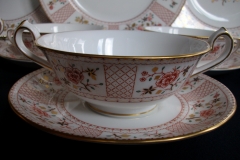 ROYAL CROWN DERBY LUCIENNE #1278- SOUP BOWL & SAUCER    .....   https://www.jaapiesfinechinastore.com