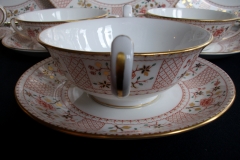 ROYAL CROWN DERBY LUCIENNE #1278- SOUP BOWL & SAUCER    .....   https://www.jaapiesfinechinastore.com