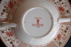 ROYAL CROWN DERBY LUCIENNE #A1266- SOUP BOWL & SAUCER   .....   http://jaapiesfinechinastore.com