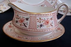 ROYAL CROWN DERBY LUCIENNE #A1266 GRAVY BOAT & UNDER PLATE   .....   https://www.jaapiesfinechinastore.com