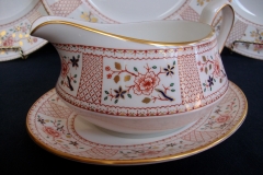 ROYAL CROWN DERBY LUCIENNE #A1266 GRAVY BOAT & UNDER PLATE   .....   https://www.jaapiesfinechinastore.com