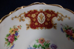 REGENCY FLORAL SPRAYS, MAROON & TAN CARTOUCHE-  CUP & SAUCER   .....   https://www.jaapiesfinechinastore.com