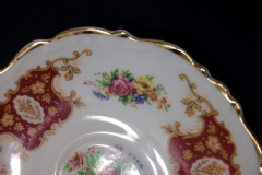 REGENCY FLORAL SPRAYS, MAROON & TAN CARTOUCHE-  CUP & SAUCER   .....   https://www.jaapiesfinechinastore.com