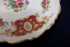 REGENCY FLORAL SPRAYS, MAROON & TAN CARTOUCHE-  CUP & SAUCER   .....   https://www.jaapiesfinechinastore.com