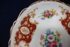 REGENCY FLORAL SPRAYS, MAROON & TAN CARTOUCHE-  CUP & SAUCER   .....   https://www.jaapiesfinechinastore.com