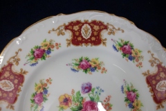 REGENCY FLORAL SPRAYS, MAROON & TAN CARTOUCHE-  DINNER PLATE  10 5/8"   .....   https://www.jaapiesfinechinastore.com