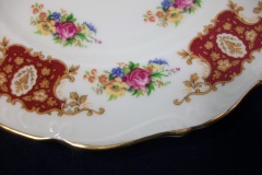 REGENCY FLORAL SPRAYS, MAROON & TAN CARTOUCHE-  DINNER PLATE  10 5/8"   .....   https://www.jaapiesfinechinastore.com