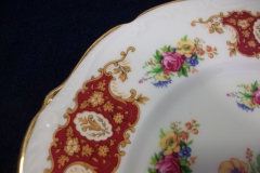 REGENCY FLORAL SPRAYS, MAROON & TAN CARTOUCHE-  DINNER PLATE  10 5/8"   .....   https://www.jaapiesfinechinastore.com