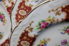 REGENCY FLORAL SPRAYS, MAROON & TAN CARTOUCHE-  SALAD PLATE  8 3/4"   .....   https://www.jaapiesfinechinastore.com