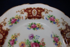 REGENCY FLORAL SPRAYS, MAROON & TAN CARTOUCHE-  SALAD PLATE  8 3/4"   .....   https://www.jaapiesfinechinastore.com