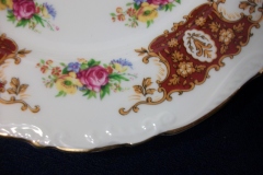 REGENCY FLORAL SPRAYS, MAROON & TAN CARTOUCHE-  SALAD PLATE  8 3/4"   .....   https://www.jaapiesfinechinastore.com