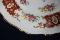 REGENCY FLORAL SPRAYS, MAROON & TAN CARTOUCHE-  SALAD PLATE  8 3/4"   .....   http://jaapiesfinechinastore.com