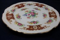 REGENCY FLORAL SPRAYS, MAROON & TAN CARTOUCHE-  SALAD PLATE  8 3/4"   .....   http://jaapiesfinechinastore.com