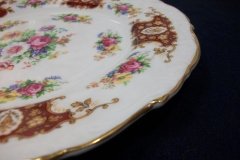 REGENCY FLORAL SPRAYS, MAROON & TAN CARTOUCHE-  SALAD PLATE  8 3/4"   .....   http://jaapiesfinechinastore.com