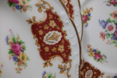 REGENCY FLORAL SPRAYS, MAROON & TAN CARTOUCHE-  DESSERT/ PIE PLATE 7 7/8"   .....   https://www.jaapiesfinechinastore.com