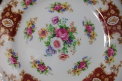 REGENCY FLORAL SPRAYS, MAROON & TAN CARTOUCHE-  DESSERT/ PIE PLATE 7 7/8"   .....   https://www.jaapiesfinechinastore.com