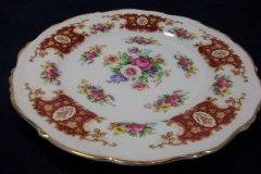 REGENCY FLORAL SPRAYS, MAROON & TAN CARTOUCHE-  DESSERT/ PIE PLATE 7 7/8"   .....   https://www.jaapiesfinechinastore.com