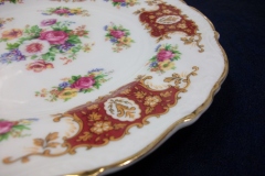 REGENCY FLORAL SPRAYS, MAROON & TAN CARTOUCHE-  DESSERT/ PIE PLATE 7 7/8"   .....   https://www.jaapiesfinechinastore.com