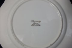 REGENCY FLORAL SPRAYS, MAROON & TAN CARTOUCHE-  DESSERT/ PIE PLATE 7 7/8"   .....   http://jaapiesfinechinastore.com