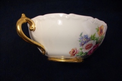 REGENCY FLORAL SPRAYS, MAROON & TAN CARTOUCHE-  SOUP BOWL & SAUCER   .....   https://www.jaapiesfinechinastore.com