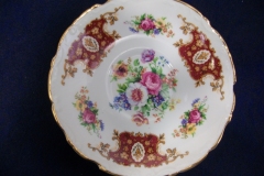 REGENCY FLORAL SPRAYS, MAROON & TAN CARTOUCHE-  SOUP BOWL & SAUCER   .....   https://www.jaapiesfinechinastore.com