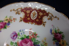 REGENCY FLORAL SPRAYS, MAROON & TAN CARTOUCHE-  SOUP BOWL & SAUCER   .....   https://www.jaapiesfinechinastore.com