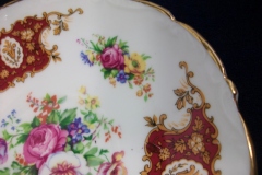 REGENCY FLORAL SPRAYS, MAROON & TAN CARTOUCHE-  SOUP BOWL & SAUCER   .....   https://www.jaapiesfinechinastore.com