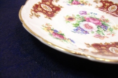 REGENCY FLORAL SPRAYS, MAROON & TAN CARTOUCHE-  SOUP BOWL & SAUCER   .....   https://www.jaapiesfinechinastore.com