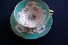 ROYAL BAYREUTH ROSALIND AQUA- CUP & SAUCER  .....   http://jaapiesfinechinastore.com