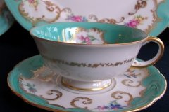 ROYAL BAYREUTH ROSALIND AQUA- CUP & SAUCER  .....   http://jaapiesfinechinastore.com