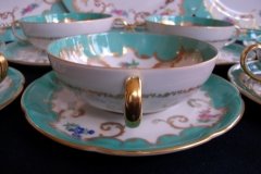 ROYAL BAYREUTH ROSALIND AQUA- SOUP BOWL & SAUCER  .....   http://jaapiesfinechinastore.com