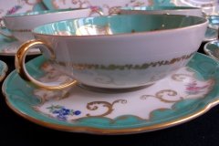 ROYAL BAYREUTH ROSALIND AQUA- SOUP BOWL & SAUCER  .....   http://jaapiesfinechinastore.com