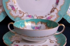ROYAL BAYREUTH ROSALIND AQUA- SOUP BOWL & SAUCER  .....   http://jaapiesfinechinastore.com