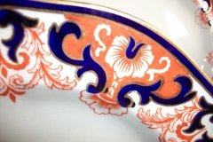 ROYAL CROWN DERBY #3973 IMARI- ORANGE/COBALT SCROLLS- DINNER PLATE   .....   http://jaapiesfinechinastore.com