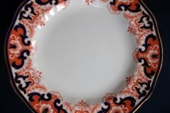 ROYAL CROWN DERBY #3973 IMARI- ORANGE/COBALT SCROLLS- DINNER PLATE   .....   http://jaapiesfinechinastore.com