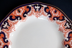 ROYAL CROWN DERBY #3973 IMARI- ORANGE/COBALT SCROLLS- DINNER PLATE   .....   https://www.jaapiesfinechinastore.com