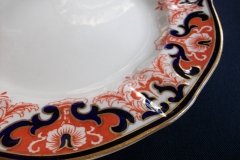 ROYAL CROWN DERBY #3973 IMARI- ORANGE/COBALT SCROLLS- DINNER PLATE   .....   http://jaapiesfinechinastore.com