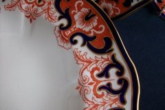 ROYAL CROWN DERBY #3973 IMARI- ORANGE/COBALT SCROLLS-  LARGE RIM SOUP BOWLS  10  3/8"   .....   http://jaapiesfinechinastore.com