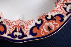 ROYAL CROWN DERBY #3973 IMARI- ORANGE/COBALT SCROLLS-  LARGE RIM SOUP BOWLS  10  3/8"   .....   http://jaapiesfinechinastore.com