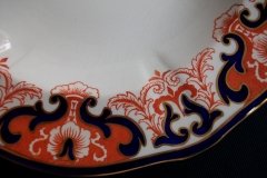 ROYAL CROWN DERBY #3973 IMARI- ORANGE/COBALT SCROLLS-  LARGE RIM SOUP BOWLS  10  3/8"   .....   http://jaapiesfinechinastore.com