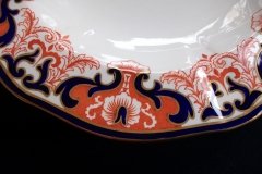 ROYAL CROWN DERBY #3973 IMARI- ORANGE/COBALT SCROLLS-  LARGE RIM SOUP BOWLS  10  3/8"   .....   http://jaapiesfinechinastore.com