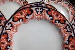 ROYAL CROWN DERBY #3973 IMARI- ORANGE/COBALT SCROLLS- LUNCH PLATE   .....   http://jaapiesfinechinastore.com