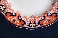 ROYAL CROWN DERBY #3973 IMARI- ORANGE/COBALT SCROLLS- LUNCH PLATE   .....   http://jaapiesfinechinastore.com